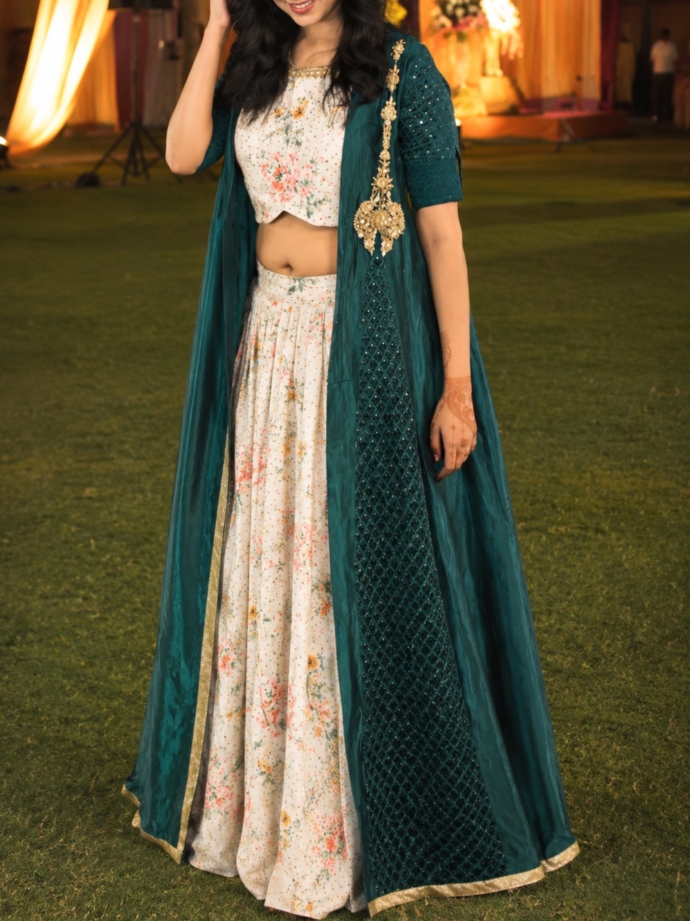 Floral Lengha Skirt Set with overlay